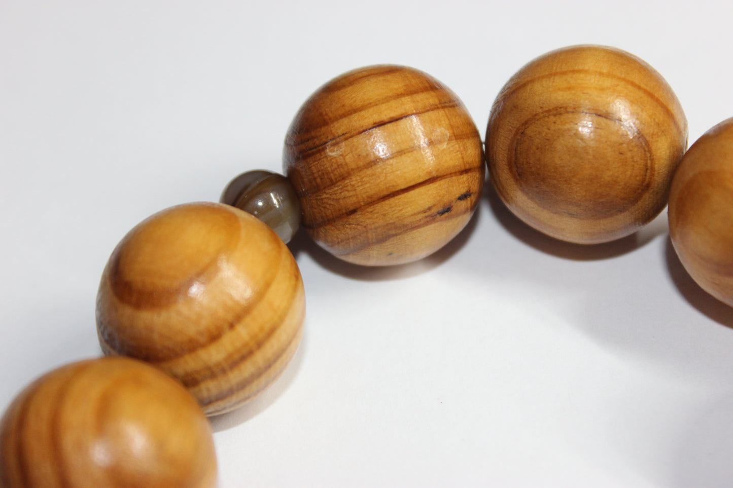 Brown Marble Smooth Stone Large Wood Beaded Bracelet