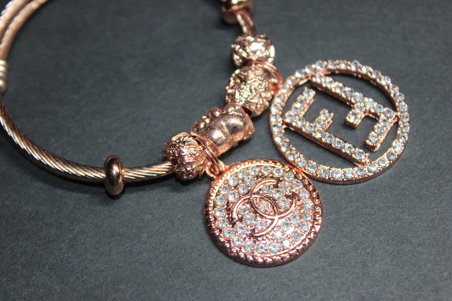 Rose Gold Charm Bangle