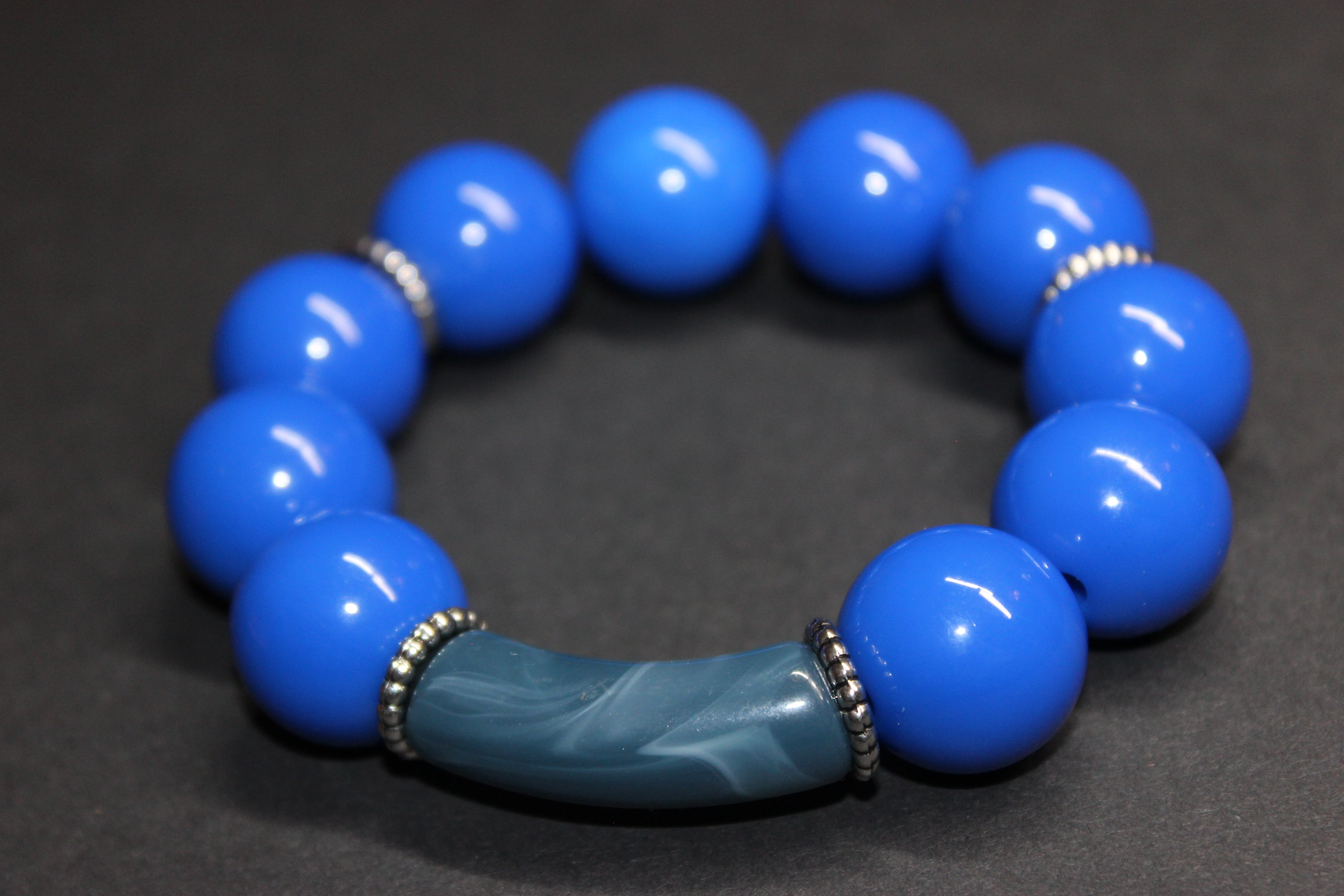 Shades Of Blue Large Beaded Bracelet