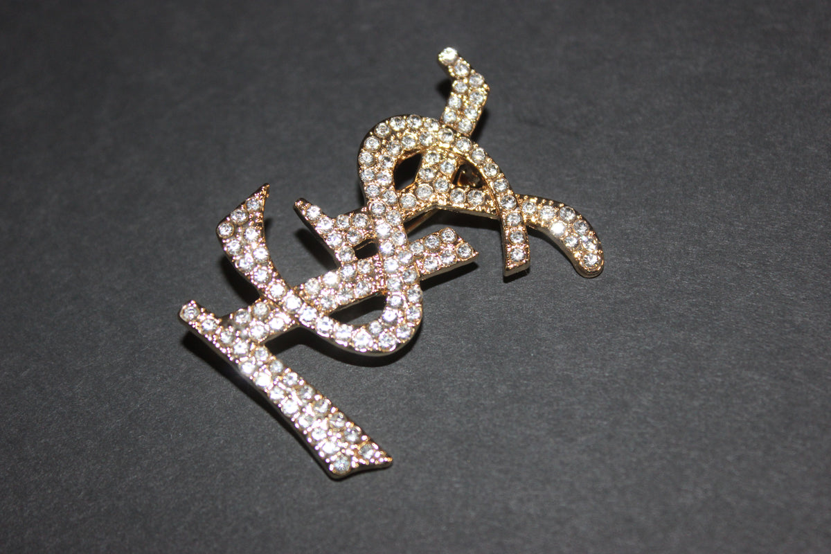 Gold & Rhinestone Brooch Pin