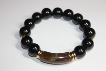 Black Brown & Gold Beaded Bracelet