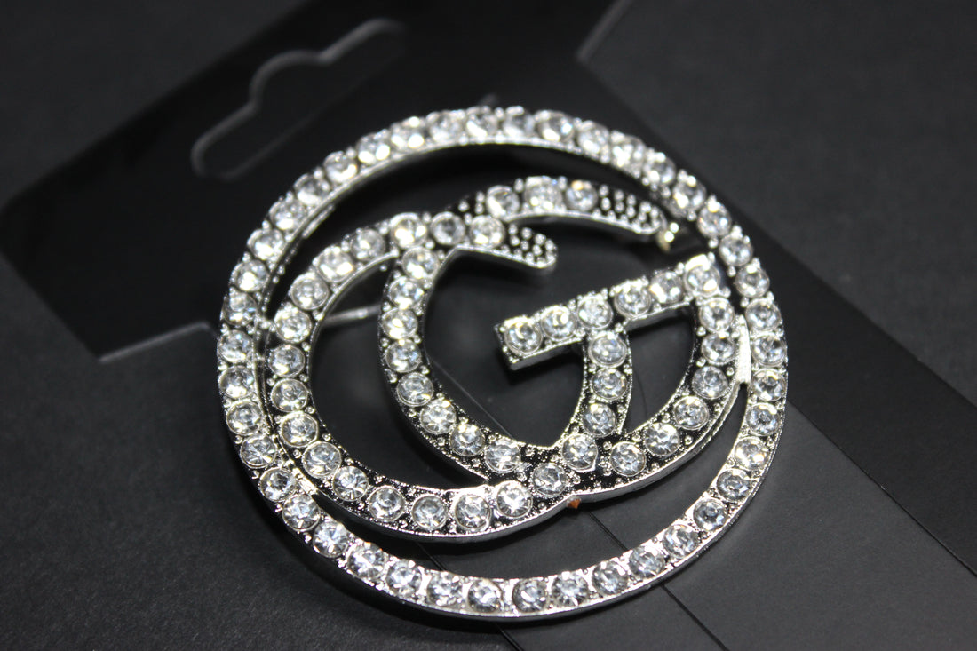 Silver Rhinestone Brooch Pin
