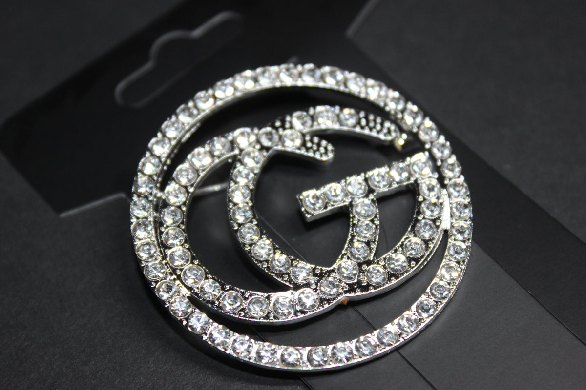 Silver Rhinestone Brooch Pin