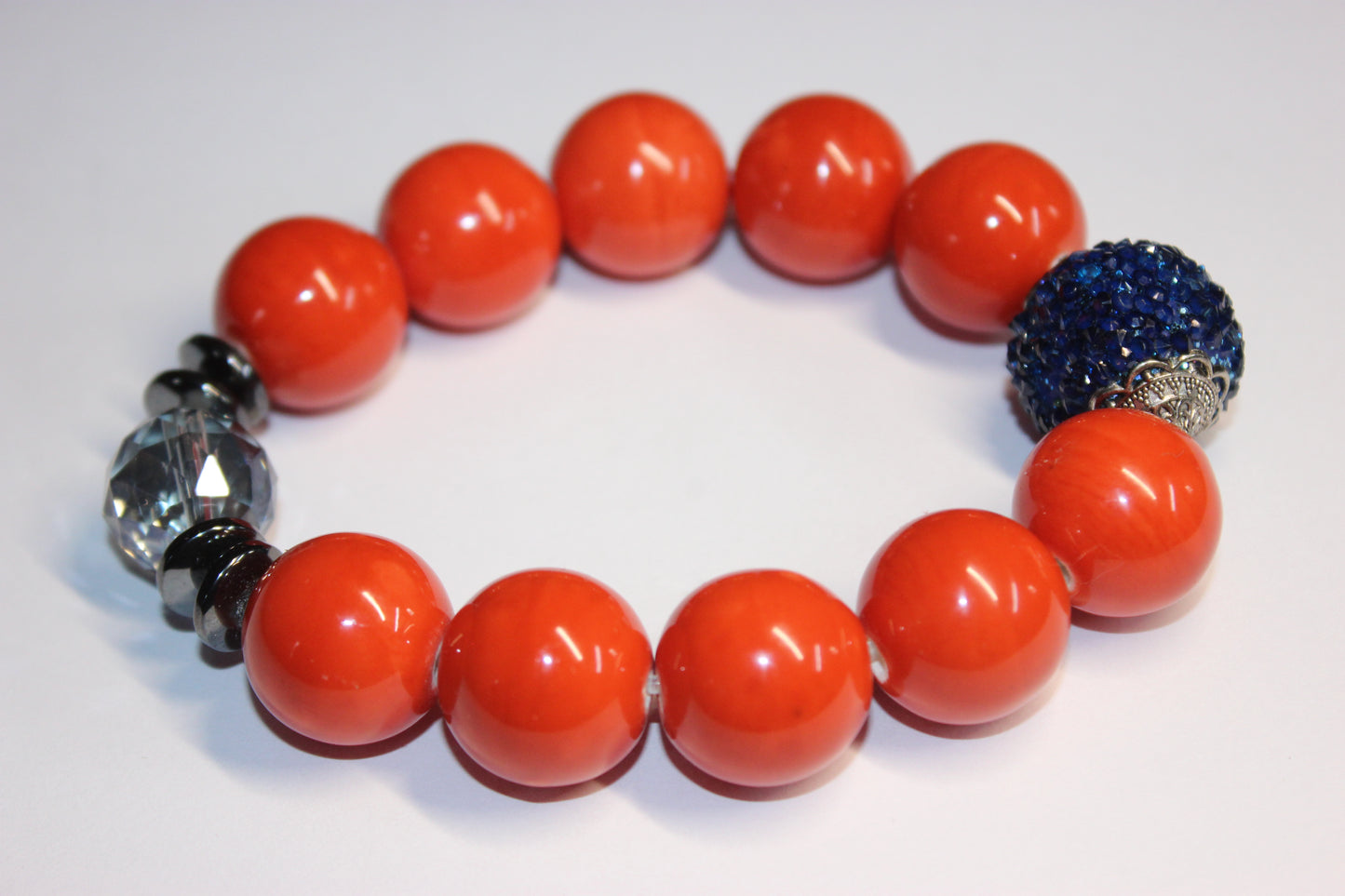 Orange & Blue Beaded Bracelet
