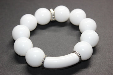 White & Silver Large Beaded Bracelet
