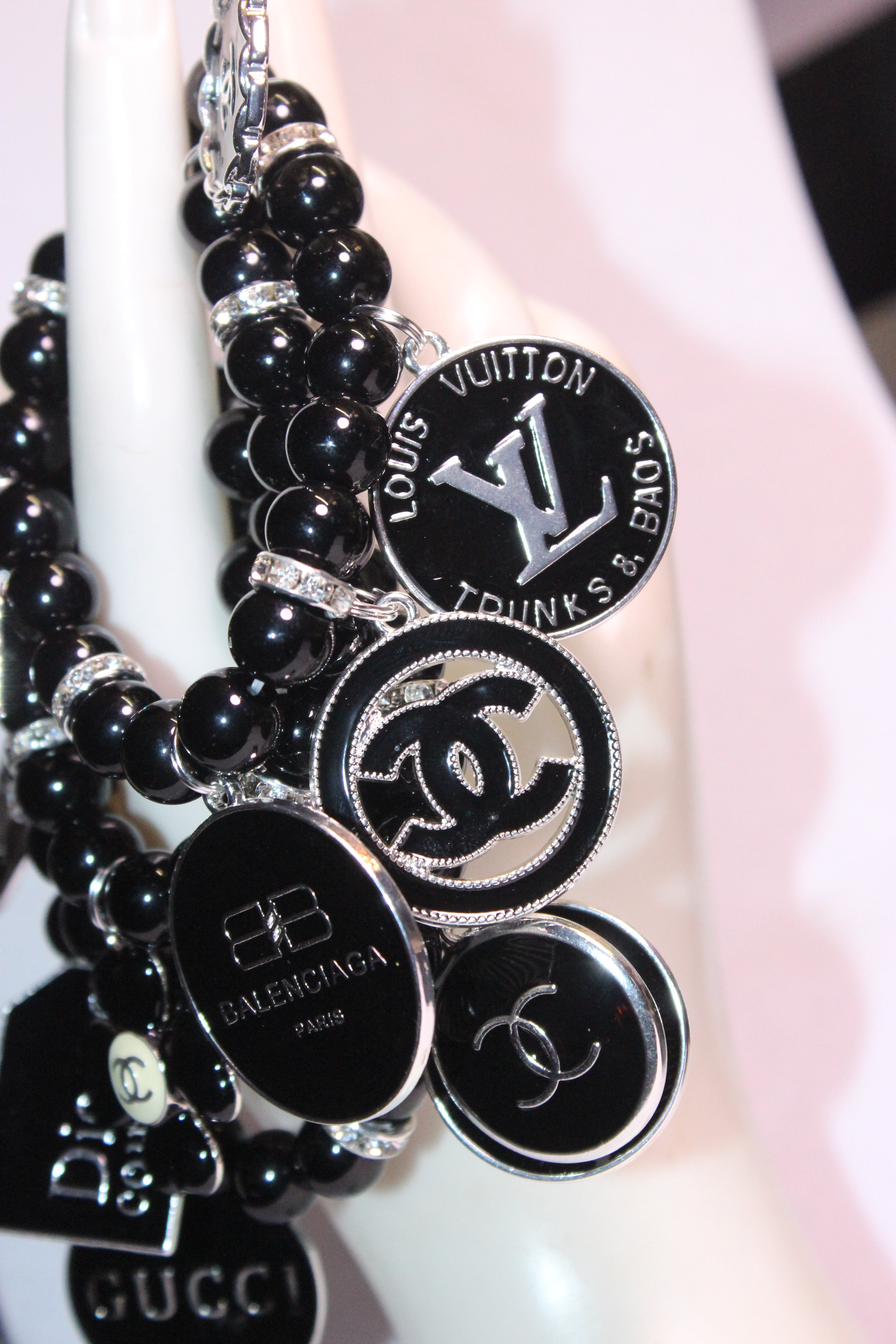 Black & Silver 4 Piece Charm Bracelet Set