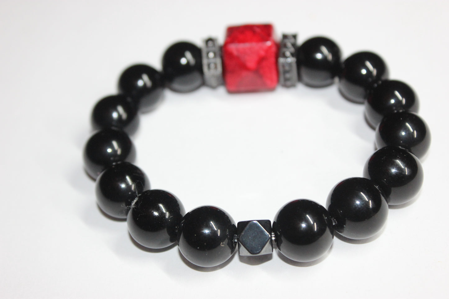 Black & Red Beaded Bracelet