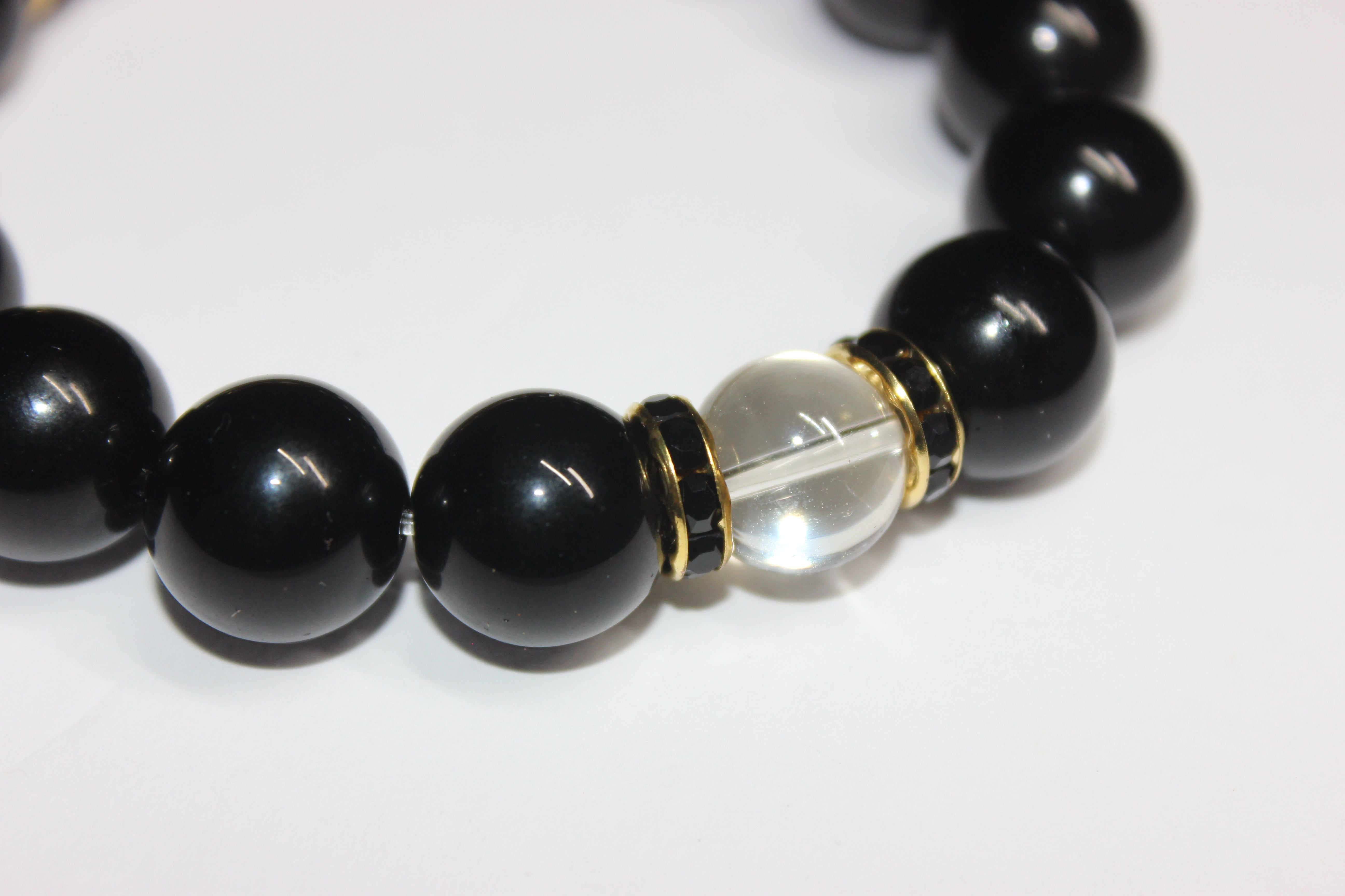 Black Brown with Gold Beaded Bracelet