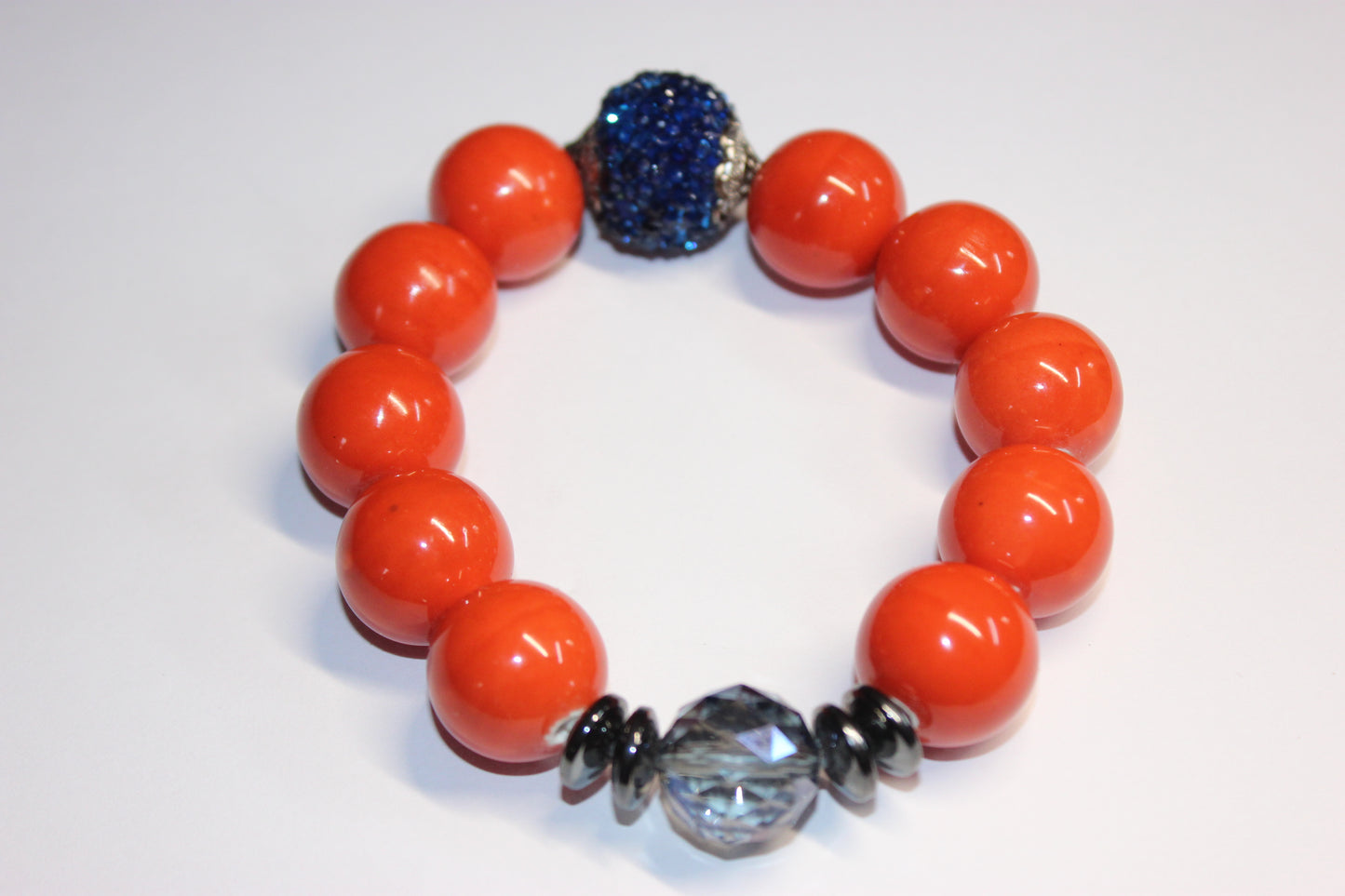 Orange & Blue Beaded Bracelet