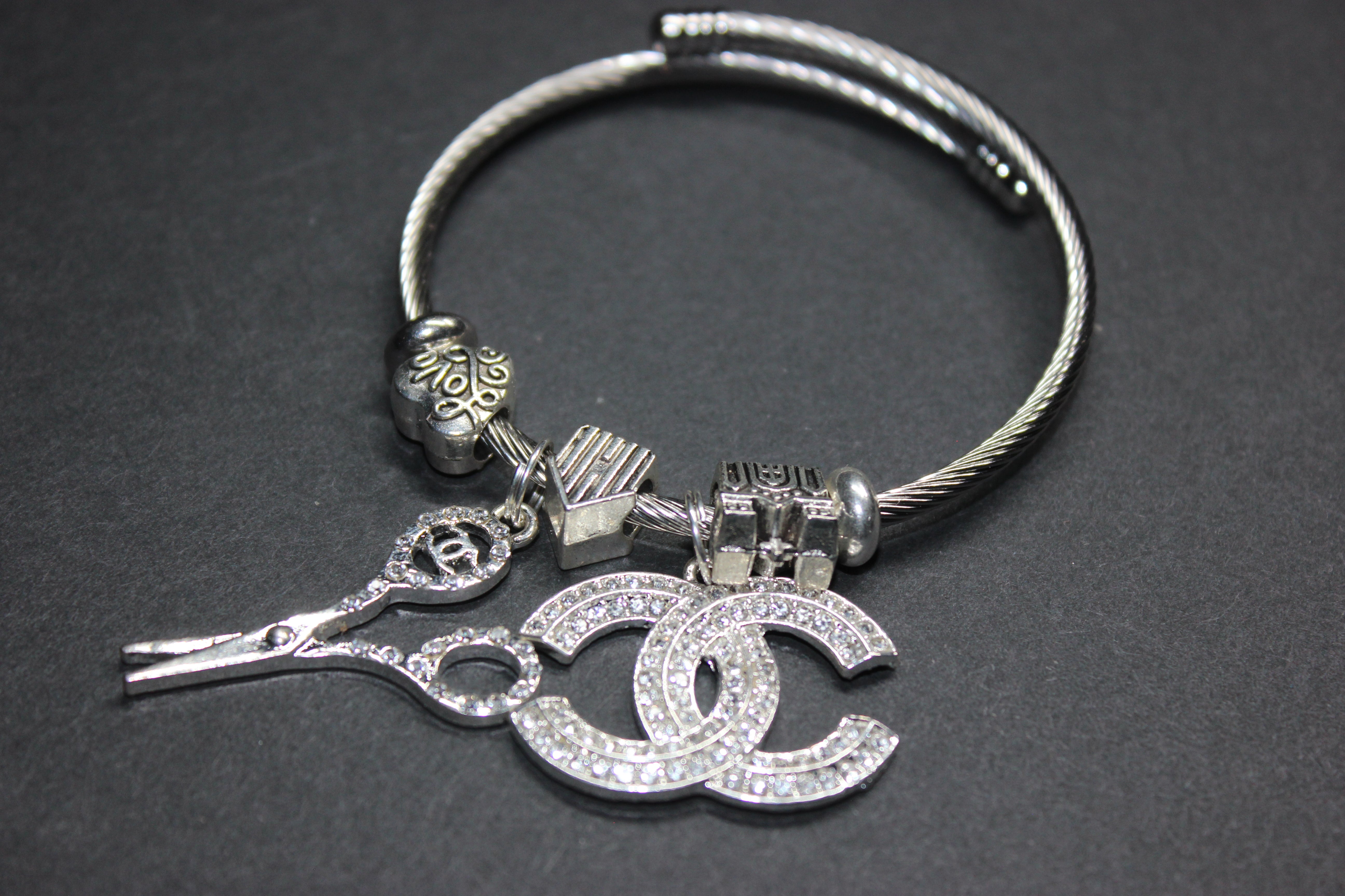 Anesidora Silver Charm Bangle Bracelet