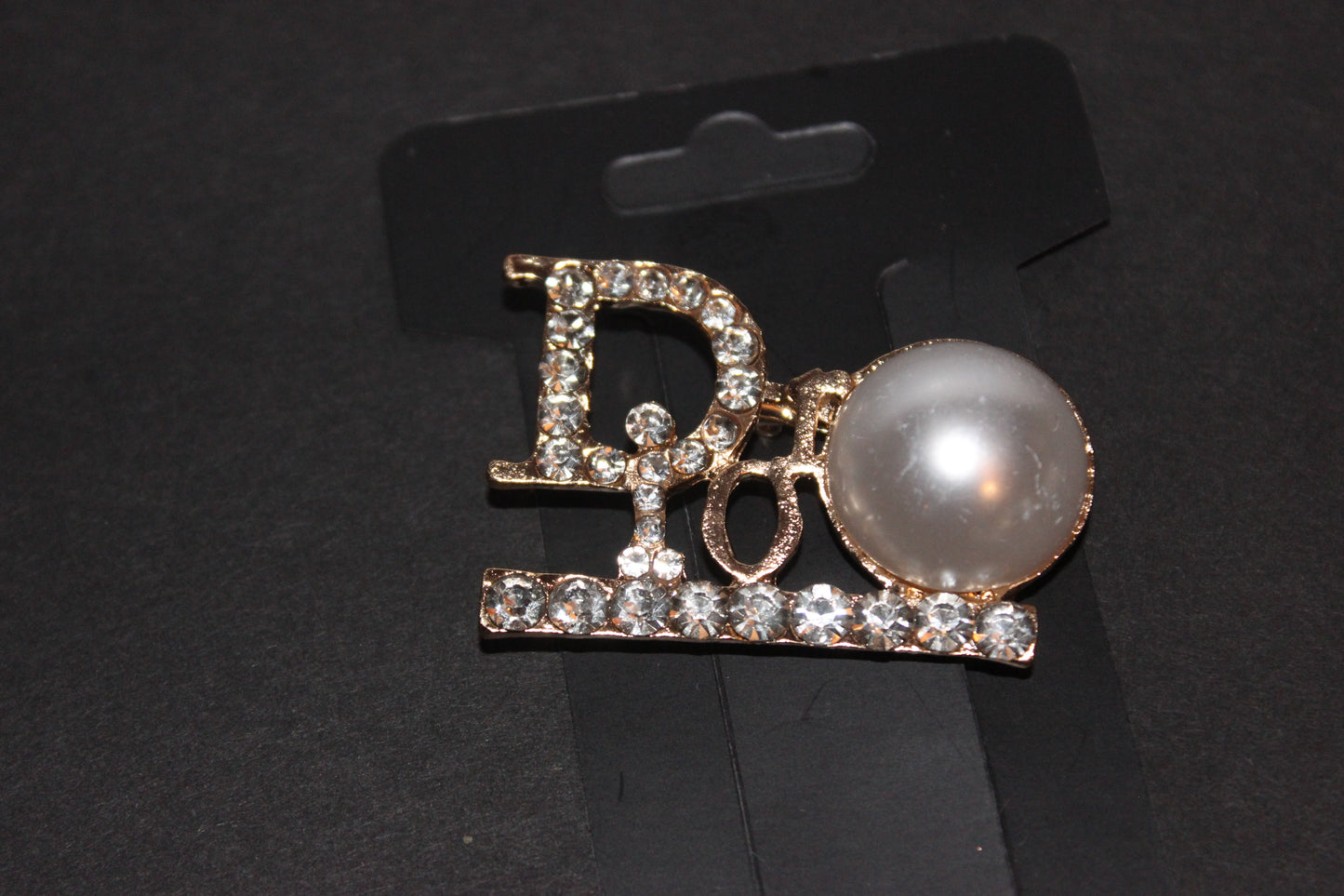 Gold & Pearl Rhinestone Brooch Pin