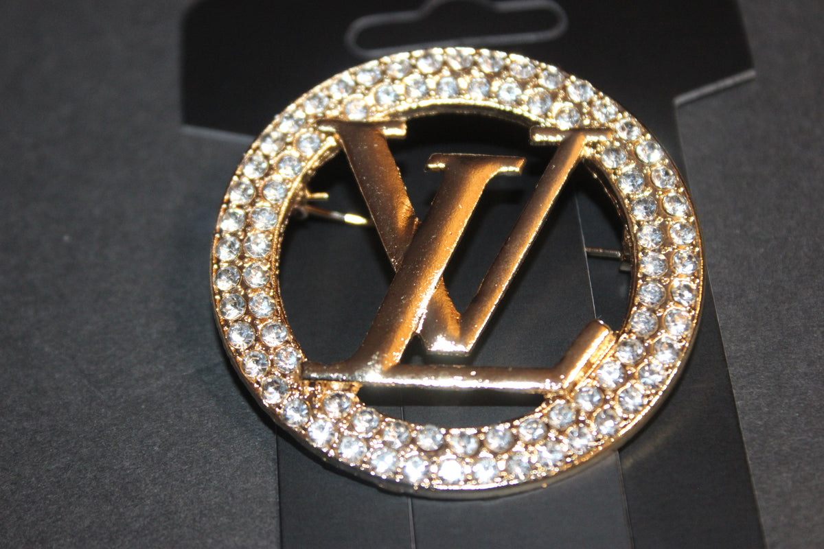 Gold & Rhinestone Brooch Pin