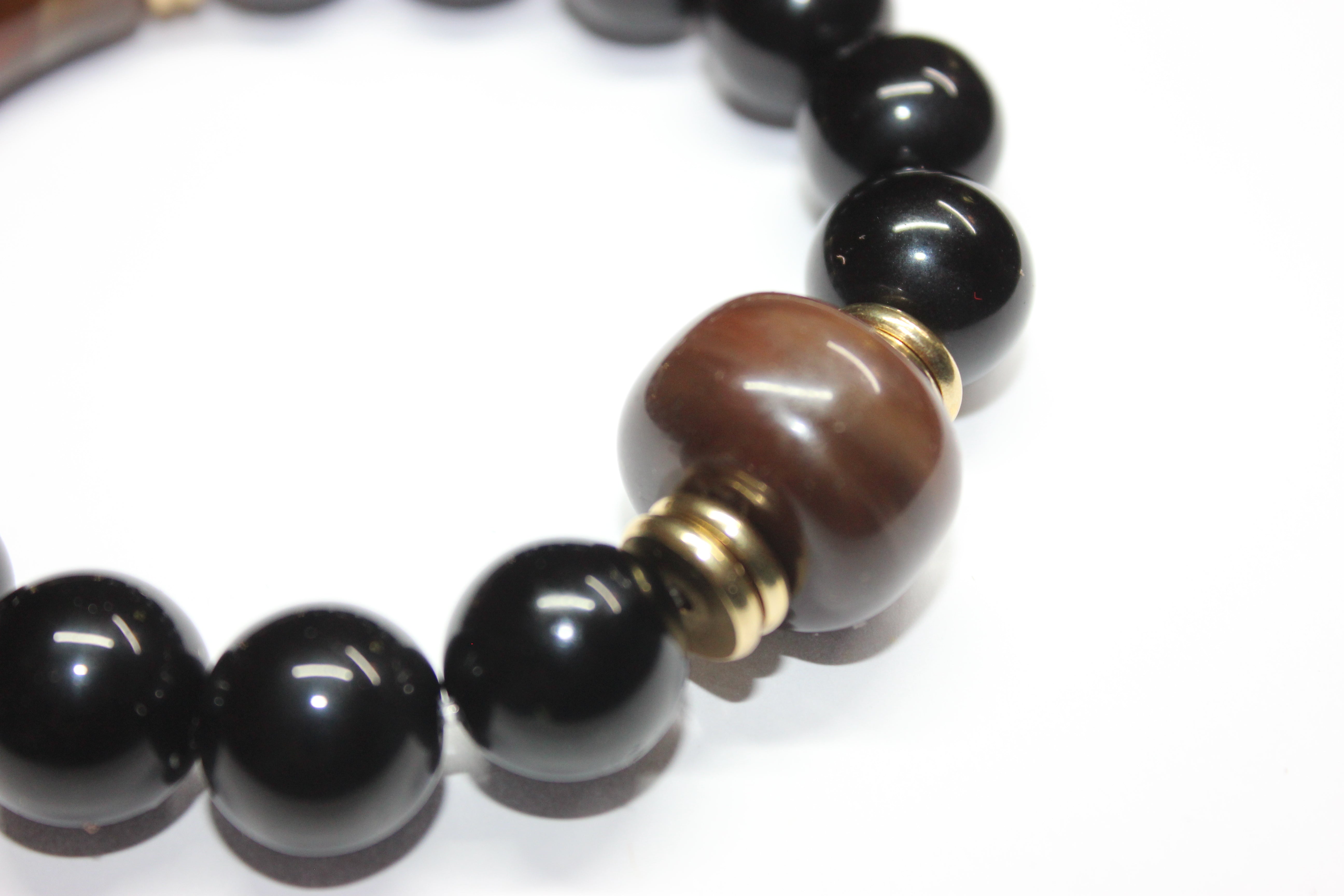 Black & Brown w/ Gold Beaded Bracelet