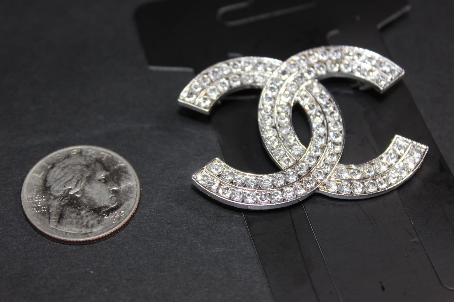 Silver Rhinestone Brooch Pin
