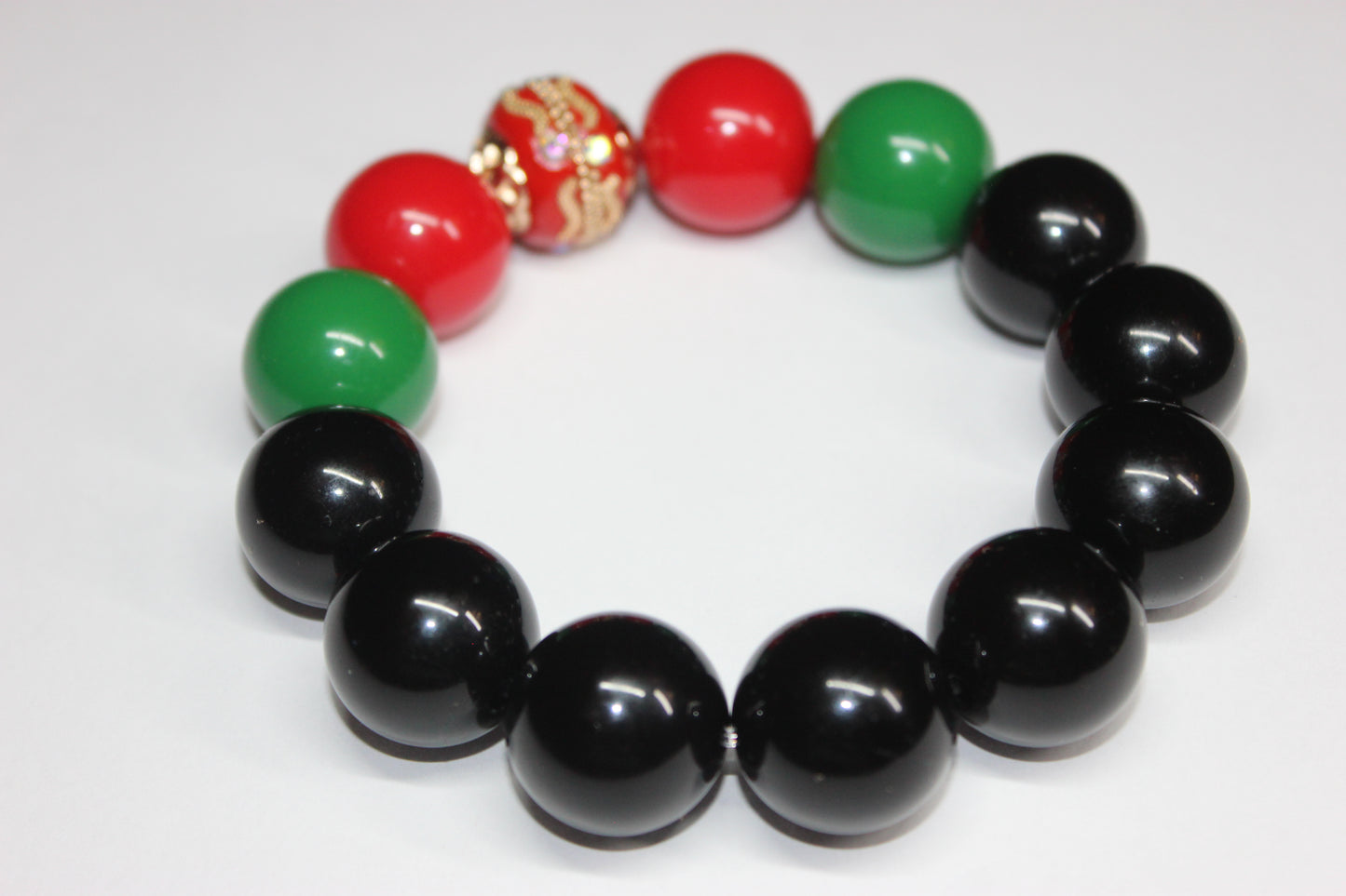 CBC Exclusive Large Beaded Bracelet- Red/Green/Black/Gold
