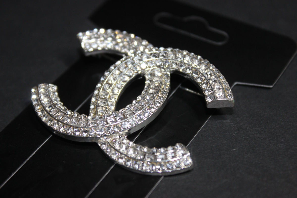 Silver Rhinestone Brooch Pin