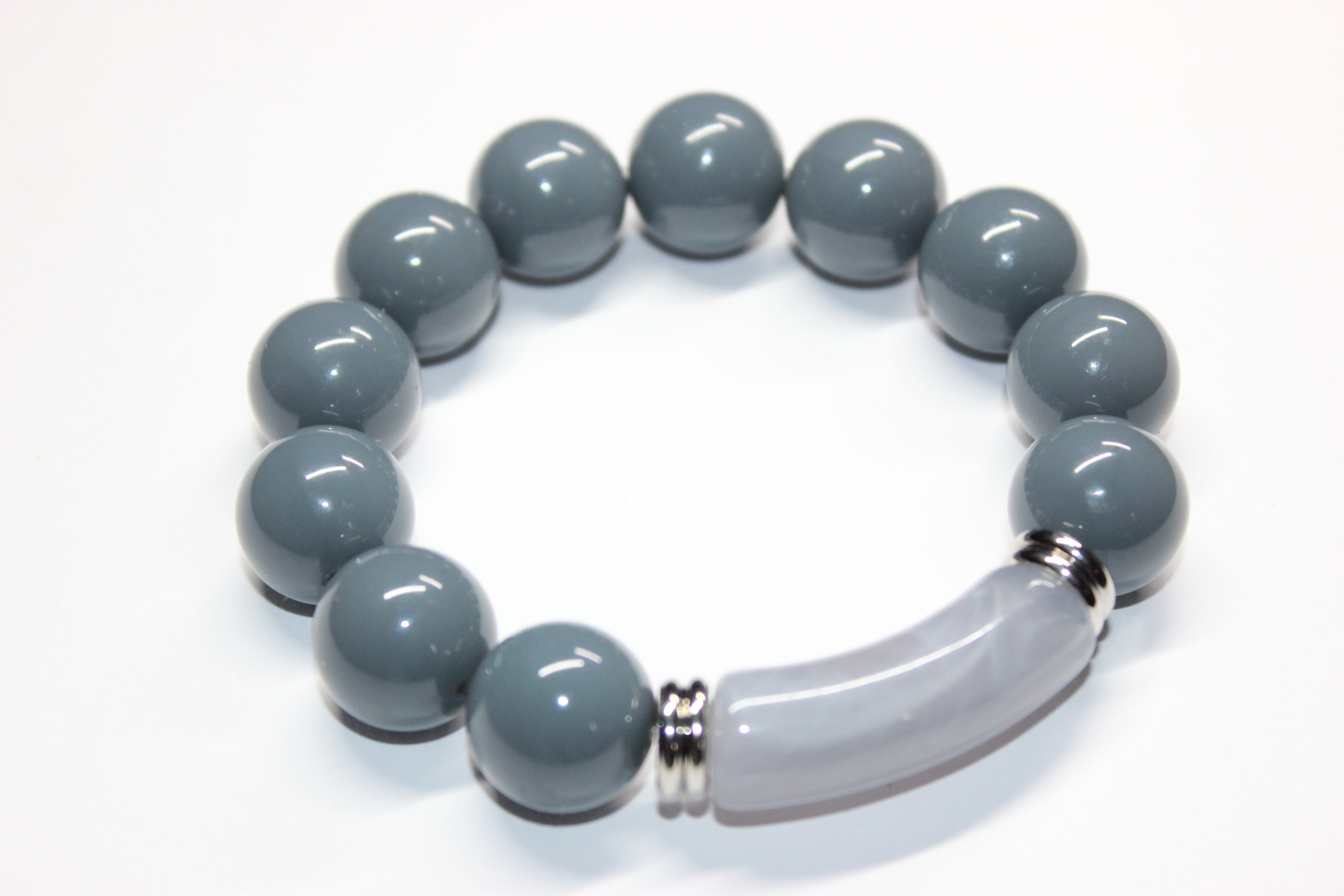 Shades Of Gray & Silver Beaded Bracelet