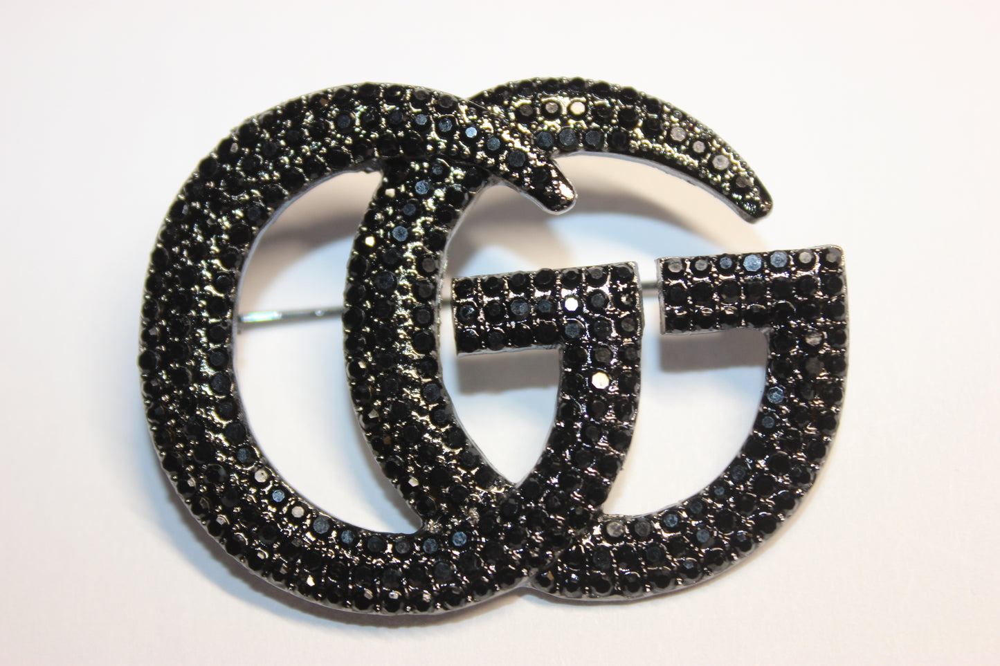 Black Rhinestone Brooch Pin