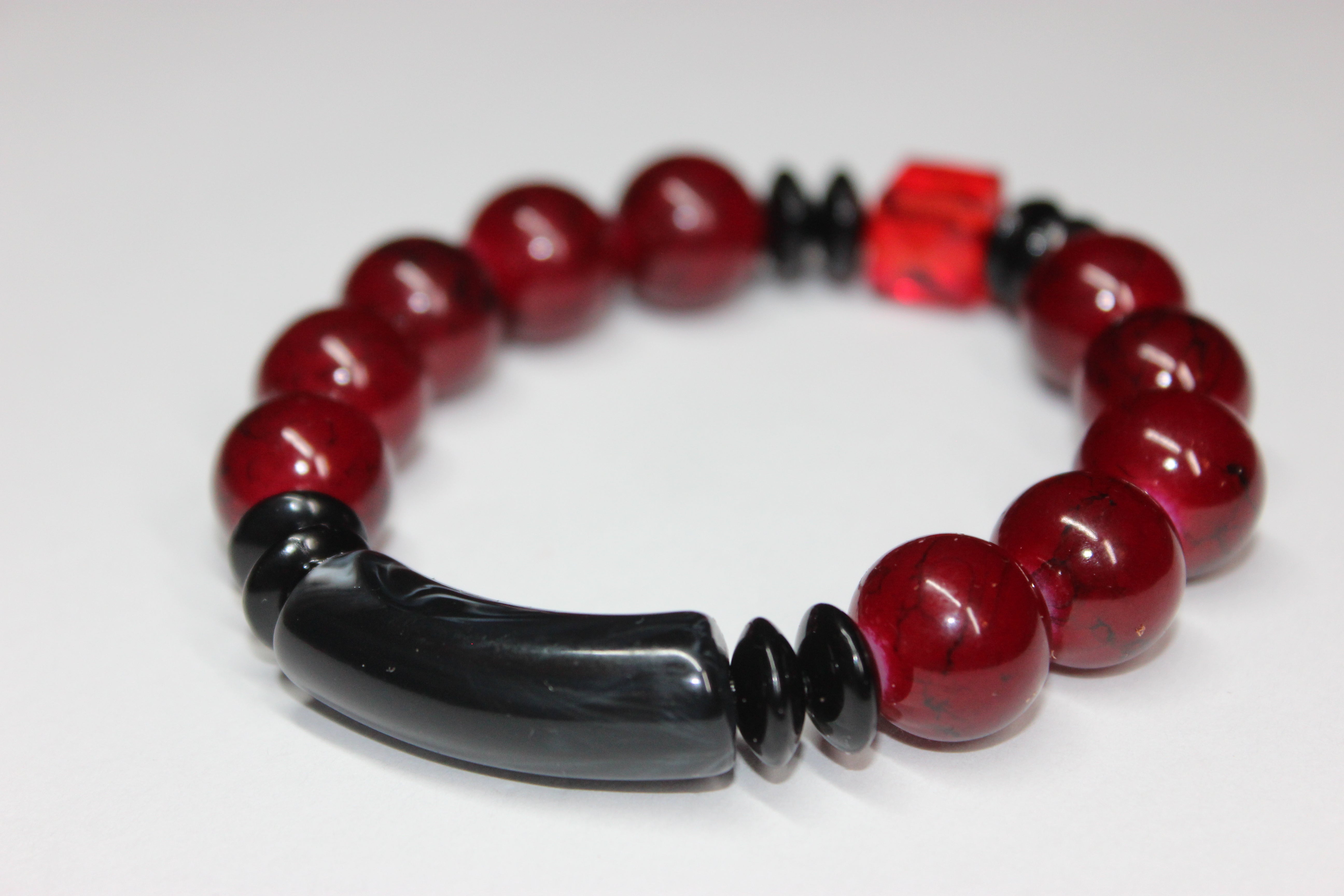 Red & Black Beaded Bracelet