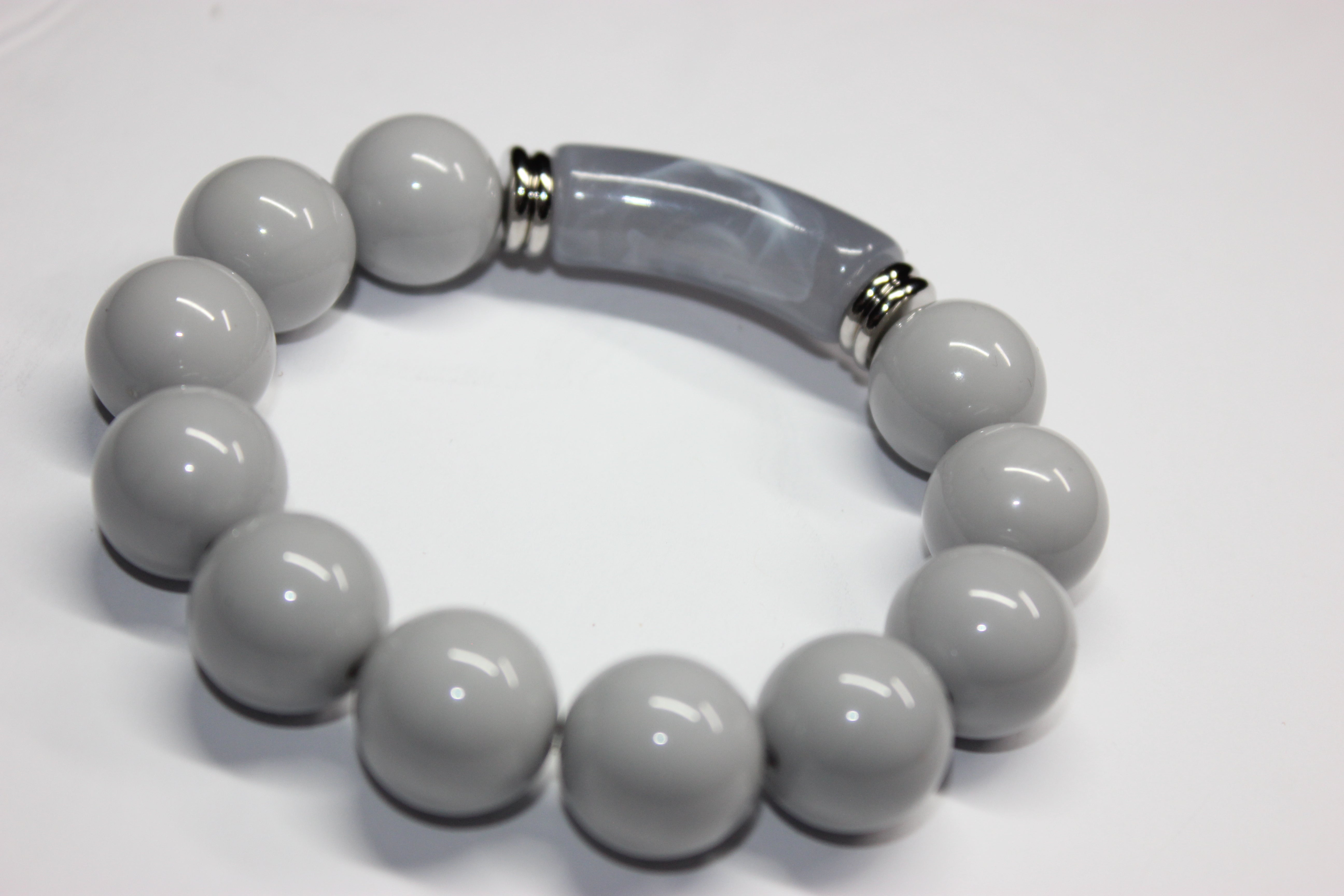 Shades Of Grey & Silver Beaded Bracelet