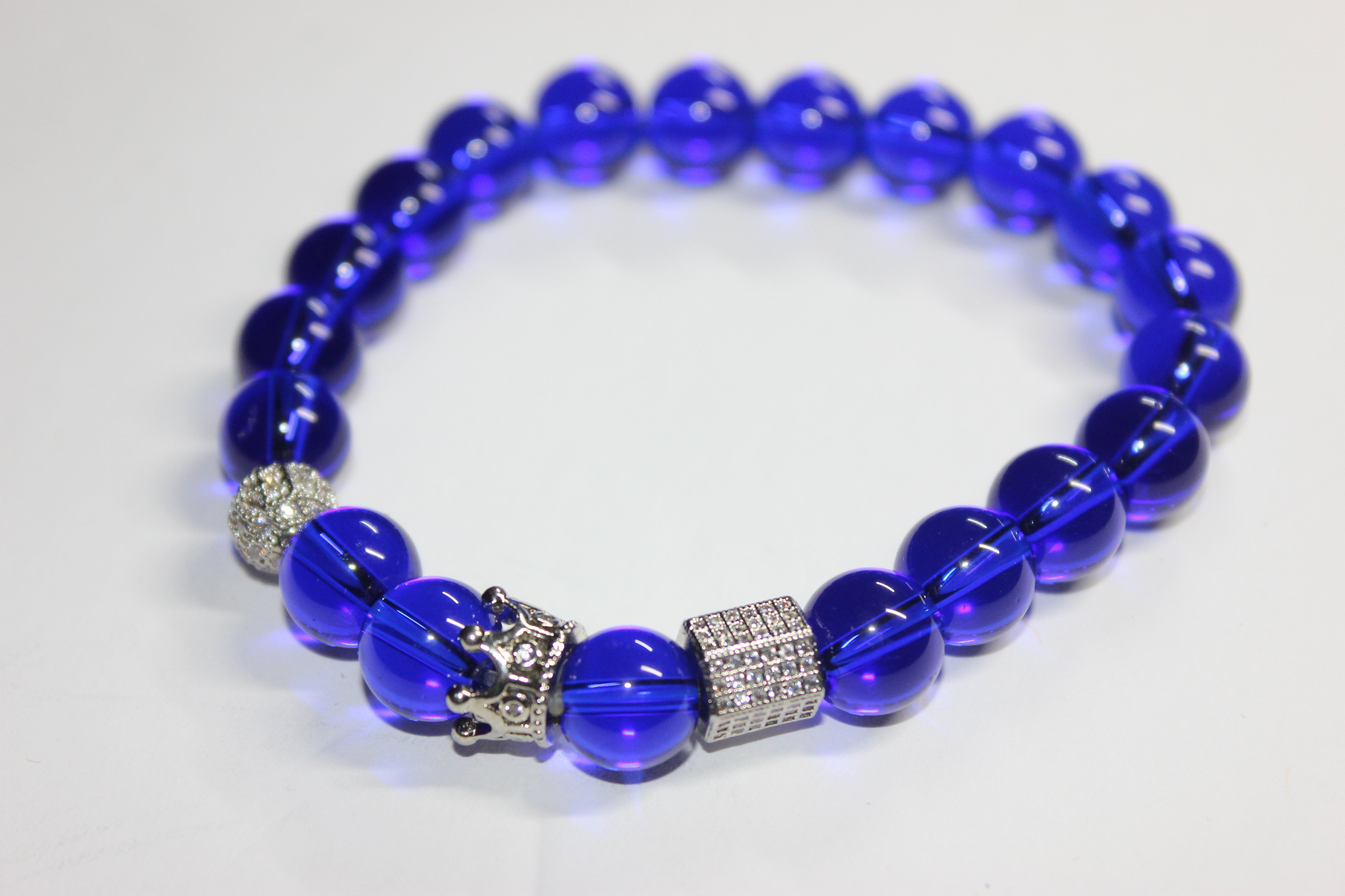 Blue & Silver Beaded Bracelet