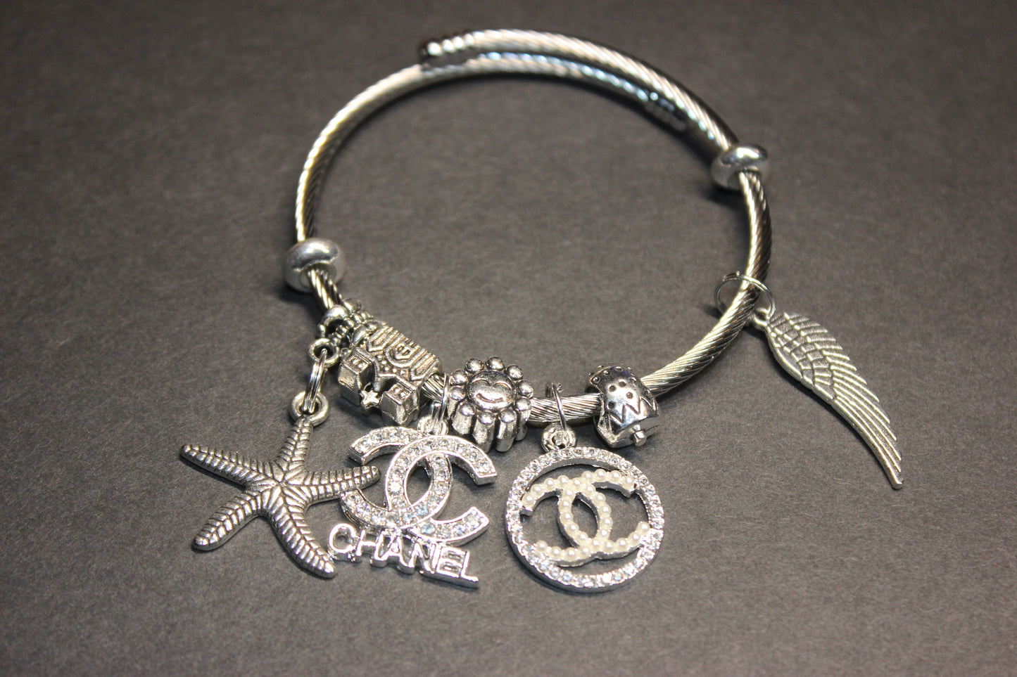 Silver Charm Bangle Bracelet