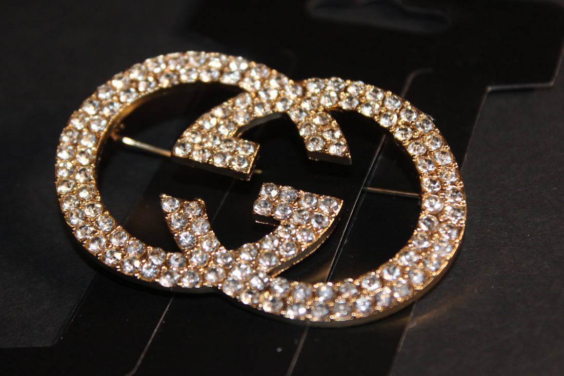 Gold Rhinestone Brooch Pin