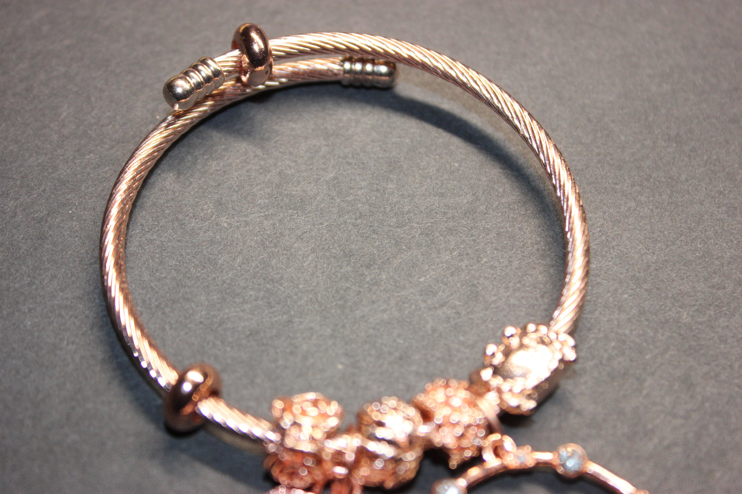 Rose Gold Charm Bangle Bracelet