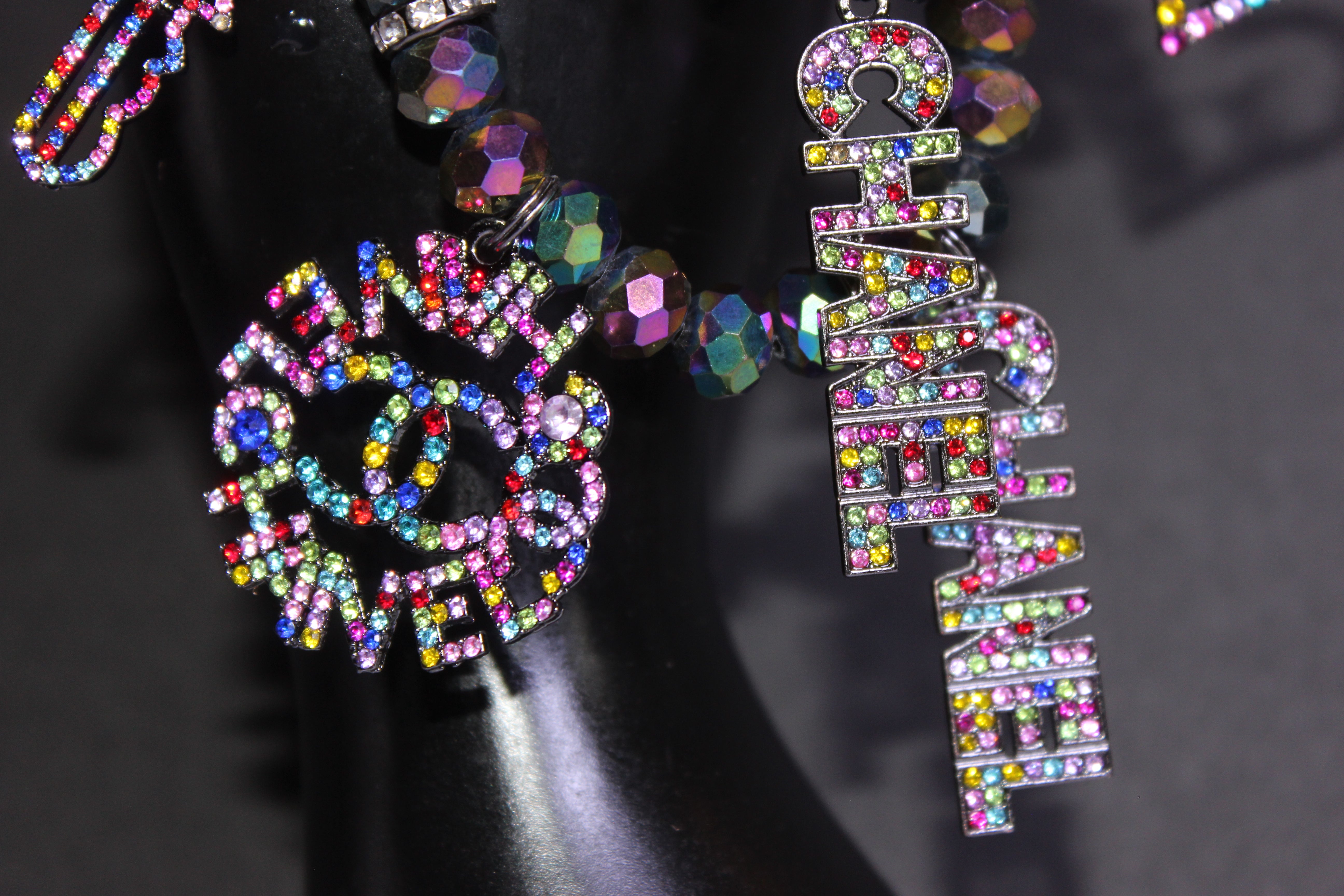2 Piece Crystal Multicolored Charm Bracelet Set