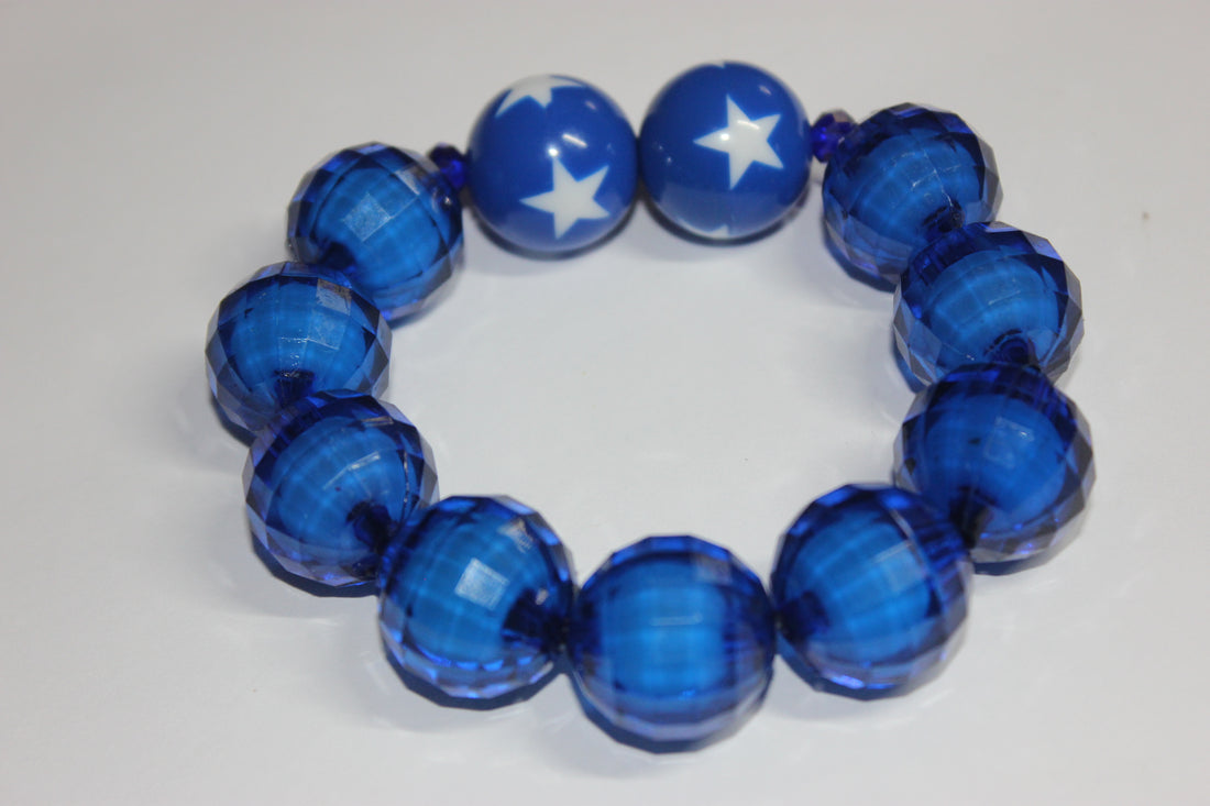 Royal Blue & White Large Beaded Bracelet