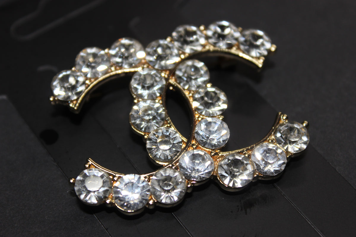 Gold & Rhinestone Brooch Pin