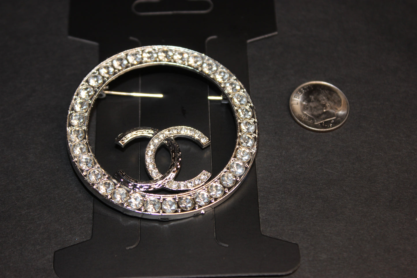 Silver Rhinestone Brooch Pin