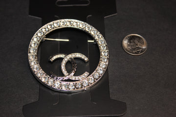 Silver Rhinestone Brooch Pin