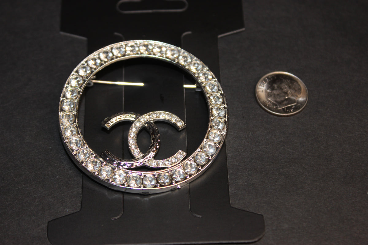 Silver Rhinestone Brooch Pin