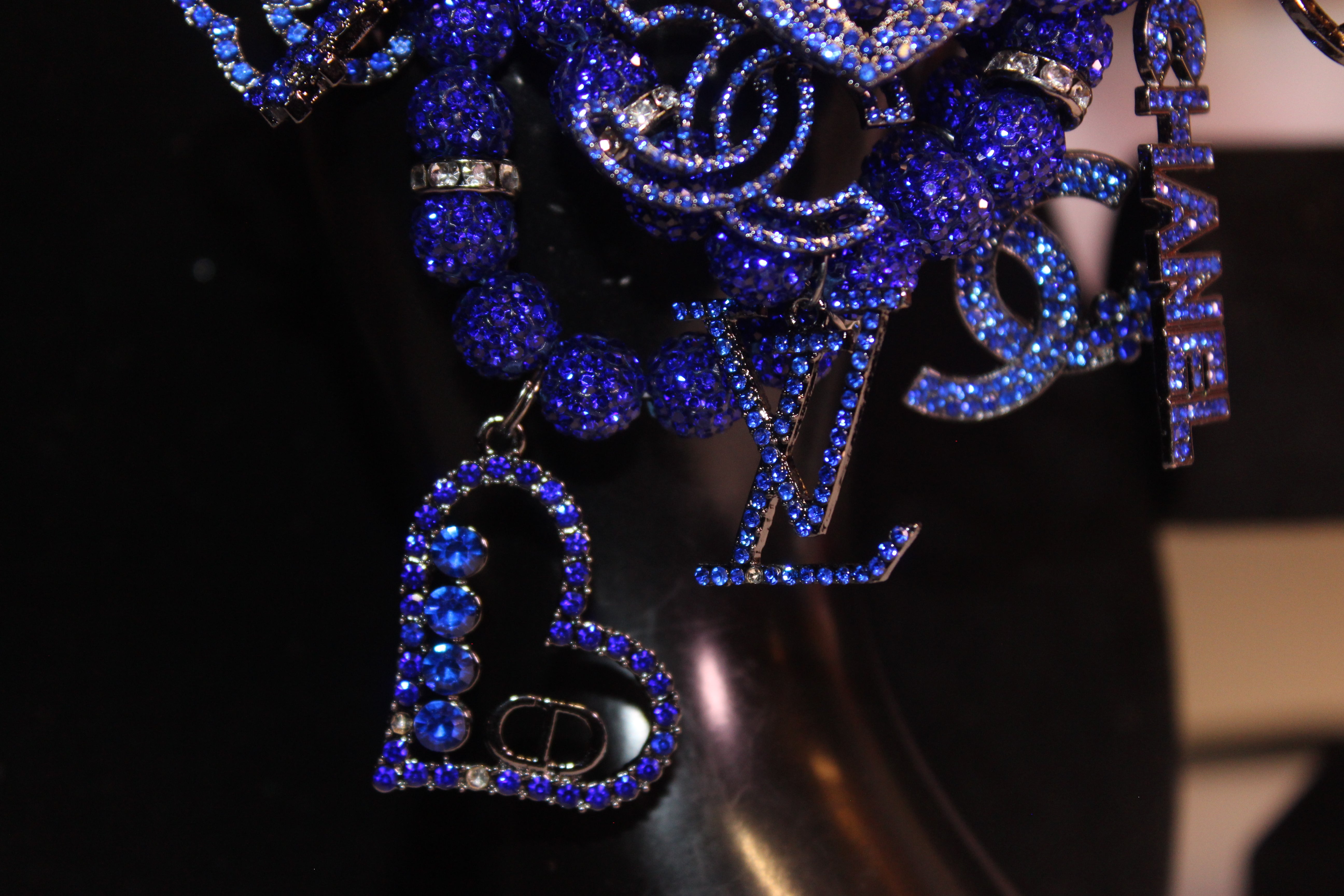 Blue 4 Piece Rhinestone Charm Bracelet Set