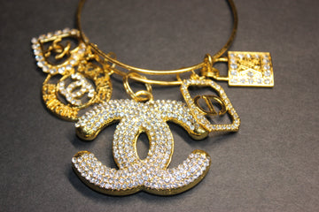 5 Charm Gold Bangle Bracelet
