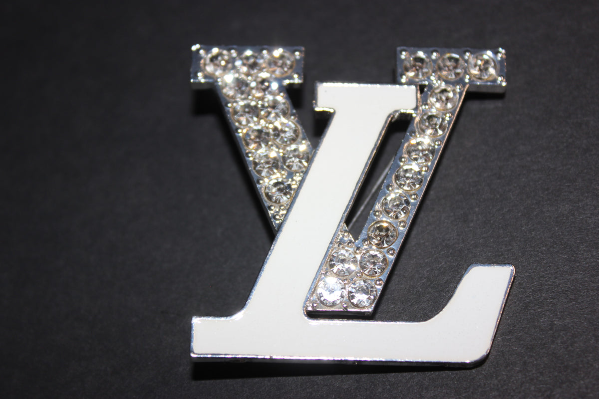 White & Silver Rhinestone Brooch Pin