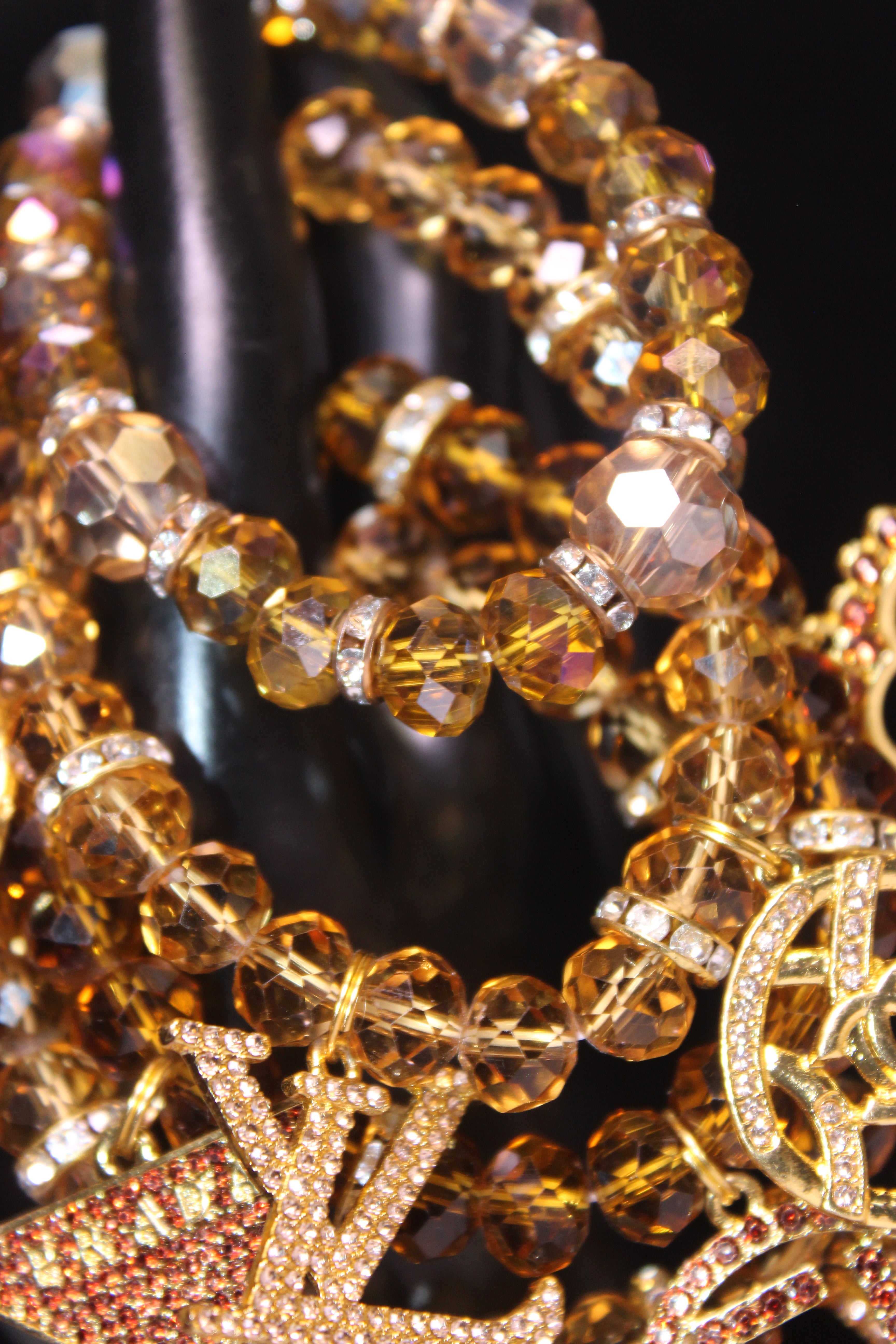 4 Piece Topaz & Gold Crystal Charm Bracelet Set