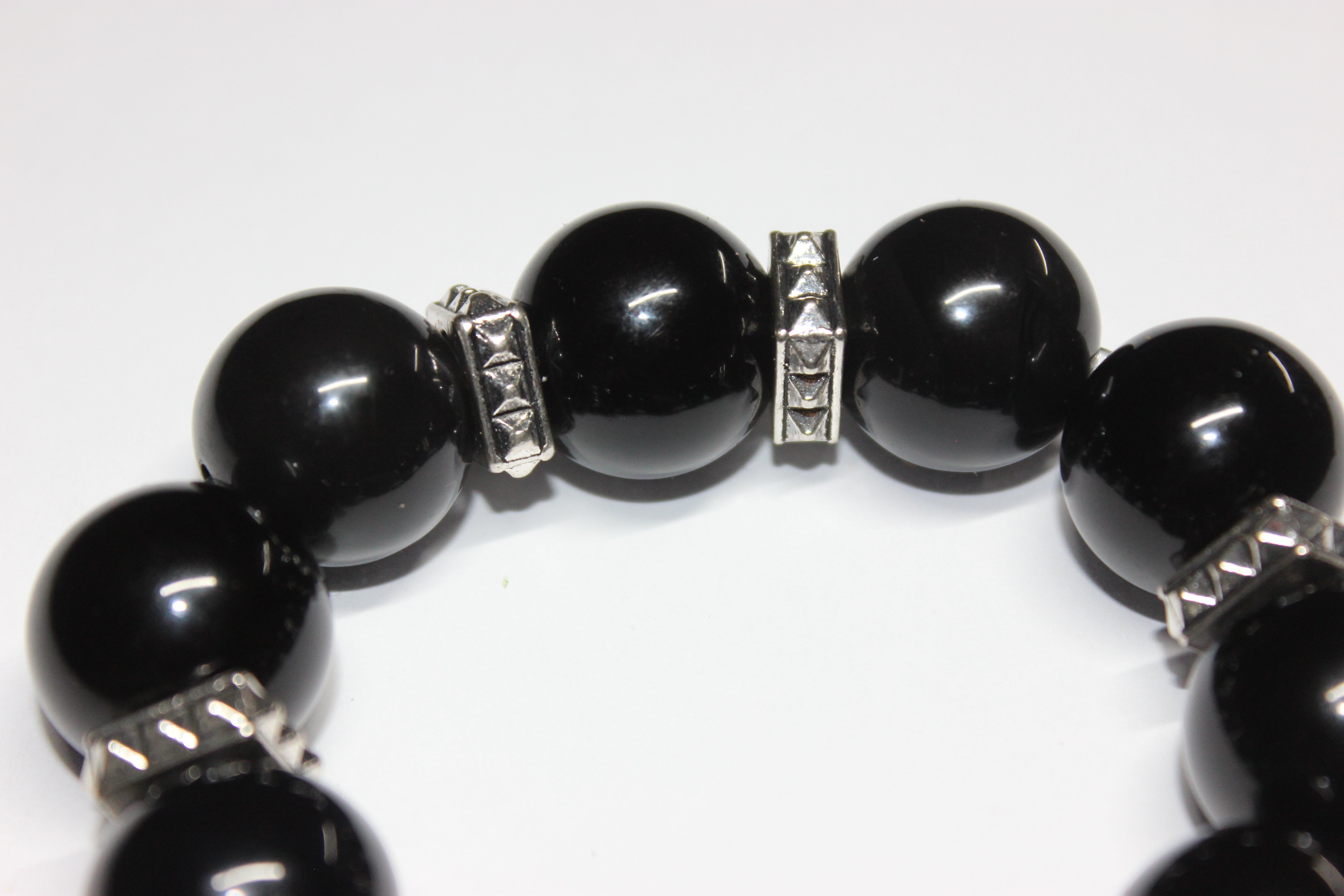 Black & Silver Large Beaded Bracelet