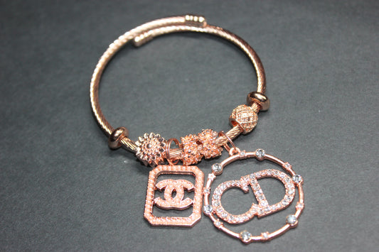Rose Gold Charm Bangle