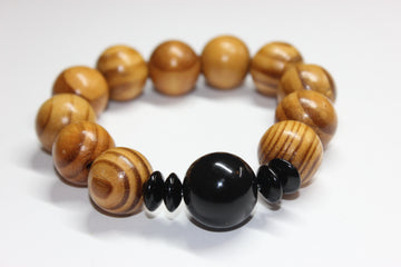Black & Wood Beaded Bracelet