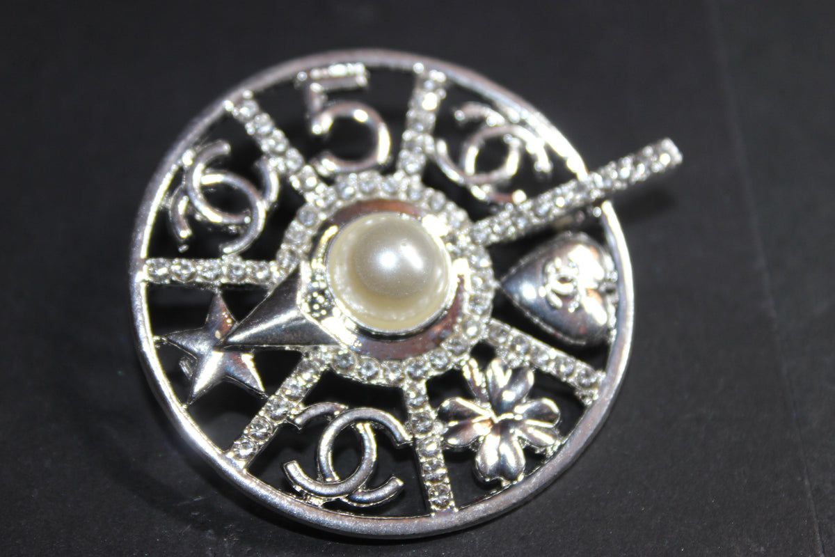 Silver Pearl Brooch Pin