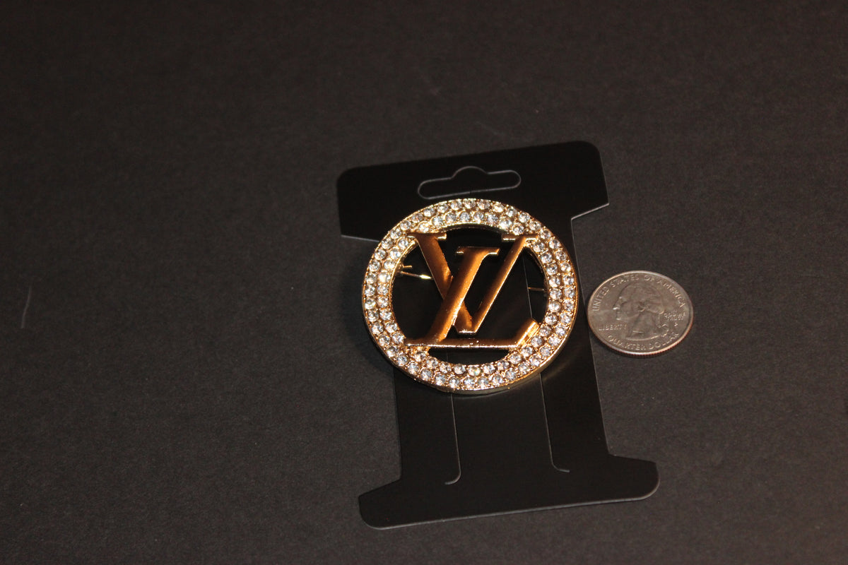 Gold & Rhinestone Brooch Pin