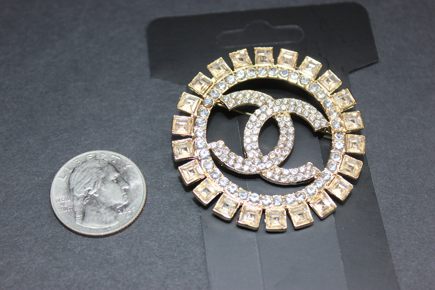 Rhinestone Gold Brooch Pin