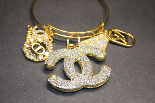 5 CHARM GOLD BANGLE BRACELET