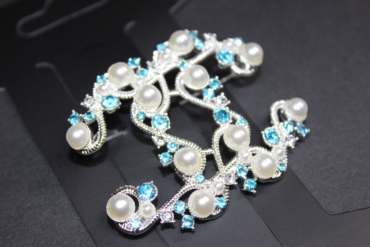 Pearl & Turquoise w/ Silver Brooch Pin