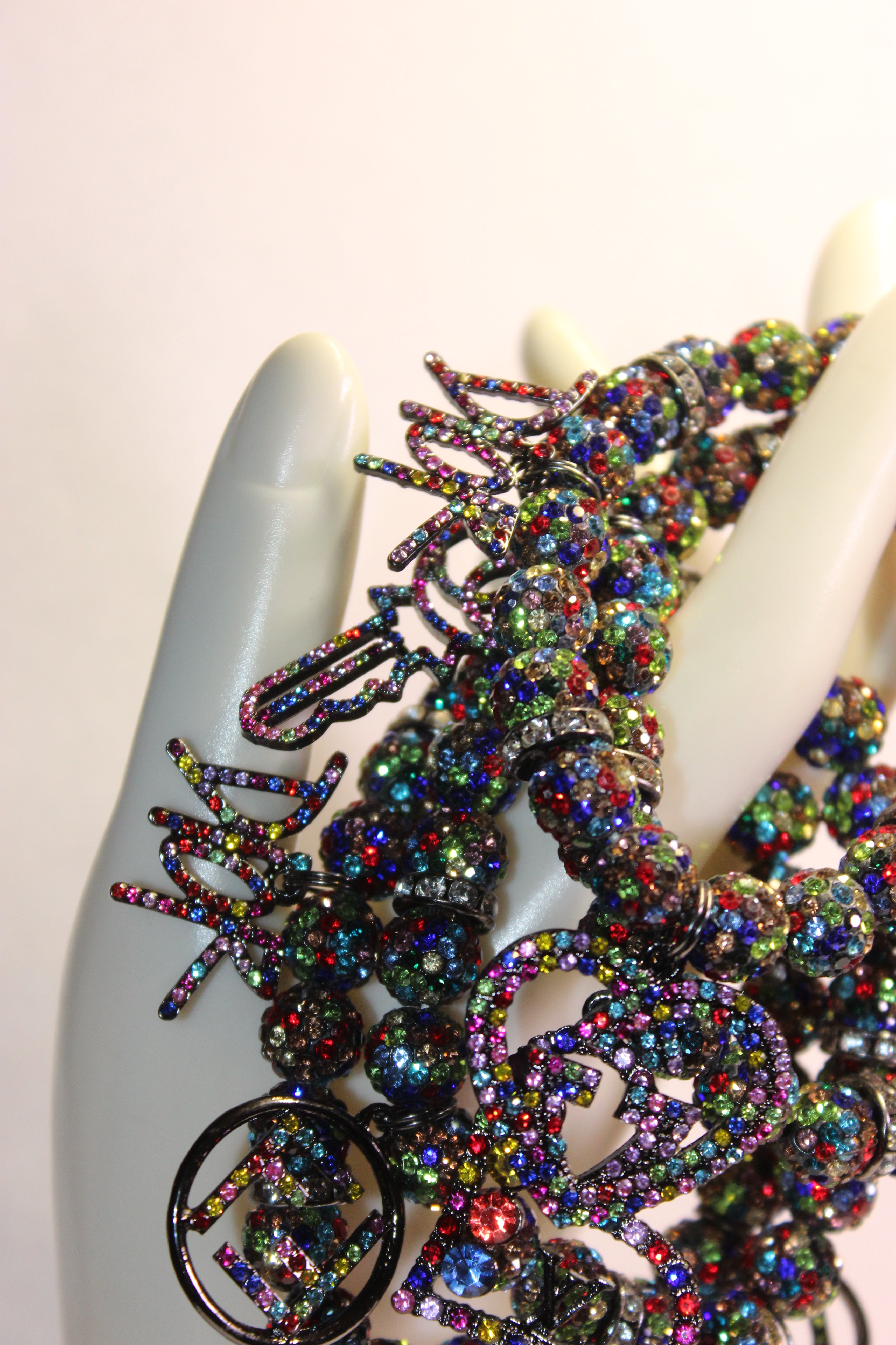 4 Piece Multicolored Rhinestone Charm Bracelet Set