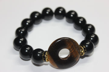 Black Gold & Tiger Eye Beaded Bracelet