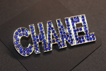 Blue & Silver Rhinestone Brooch Pin