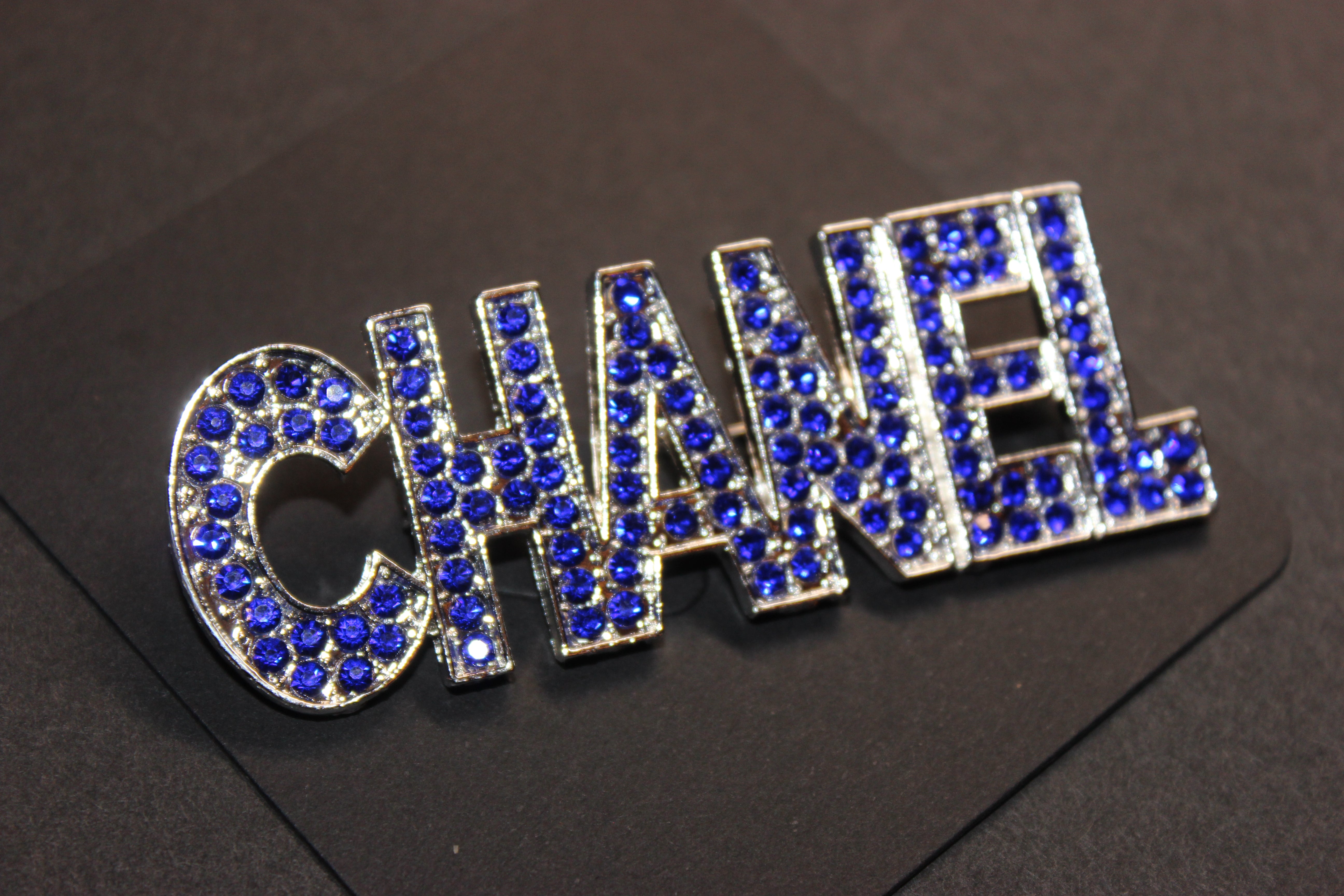 Blue & Silver Rhinestone Brooch Pin
